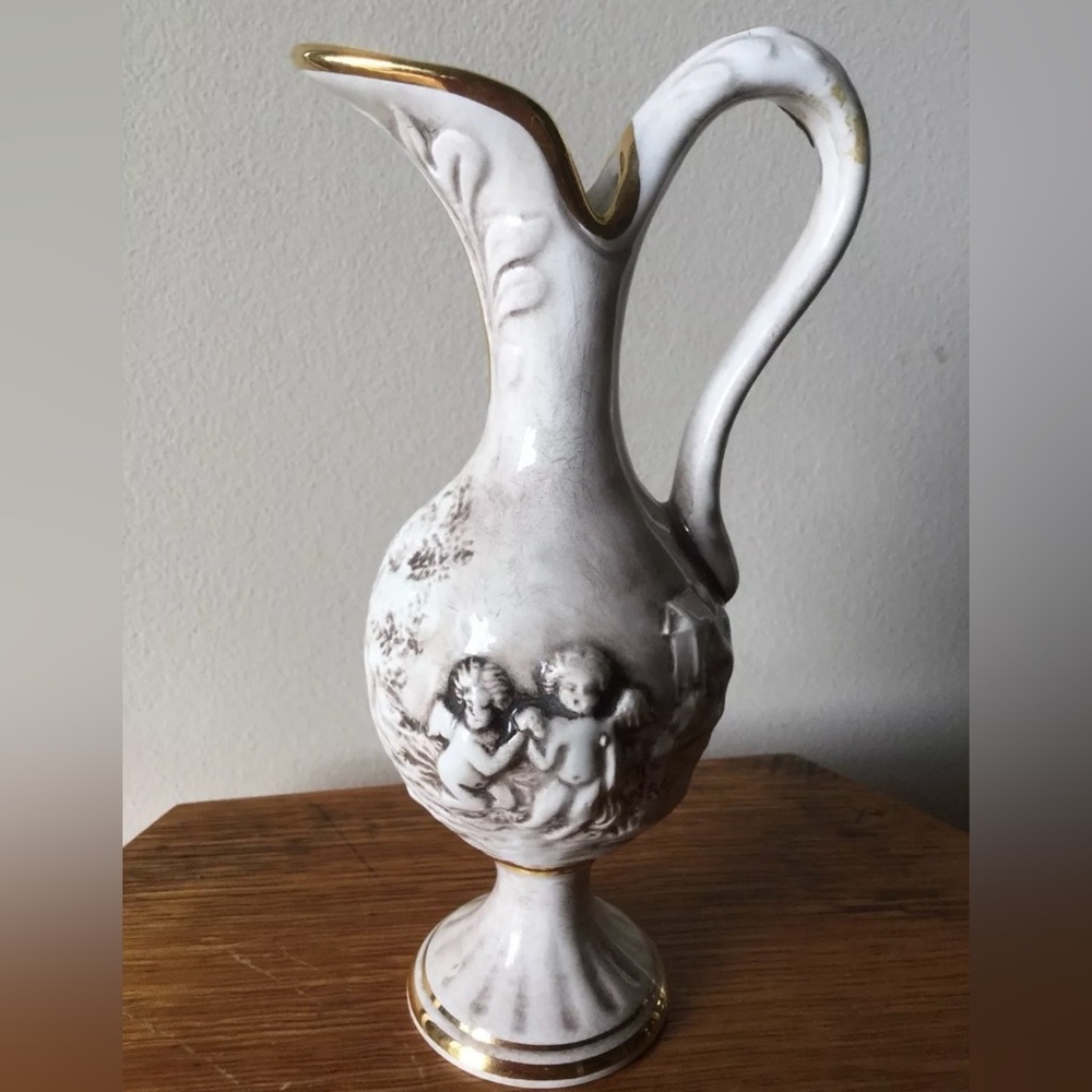 Vintage E.B. R. Capodimonte Porcelain Vase Nude Cherubs. , #189/B